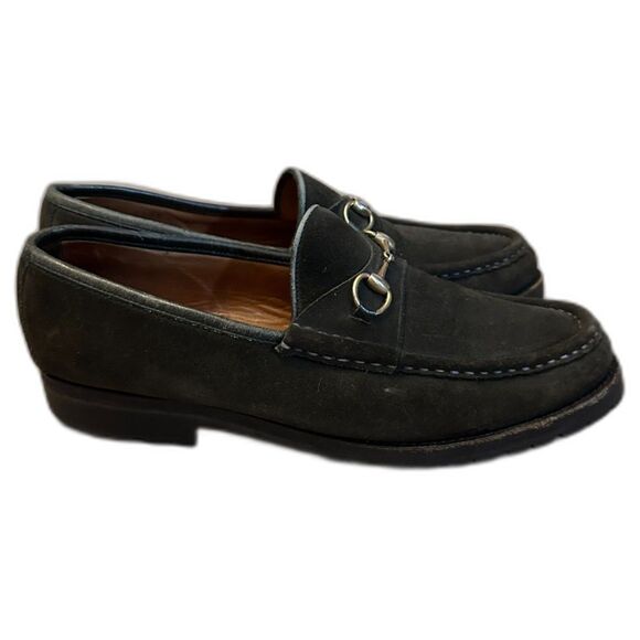 Gucci Olive Green Horse Bit Suede Loafers - Picture 2 of 14